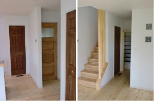 右側奥が玄関ホール☆靴入れも大容量^^
建具も全て塗装していますのでお好みの色にできます⌒*