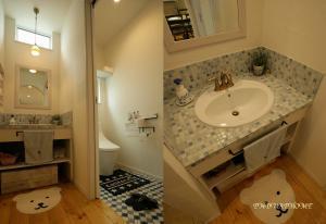 手作り洗面台はオーナー様がデザインを決め
形にしました♪モザイクタイル素敵です(^^)