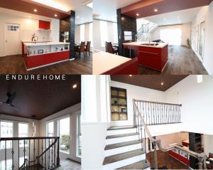 とても広く設けたリビング＆吹き抜け
間接照明を取り入れ
ゆったりくつろげる空間を演出☆彡